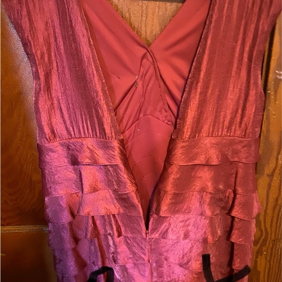 Mauve 16W sateen cocktail dress with mermaid pleats - Picture 5 of 6